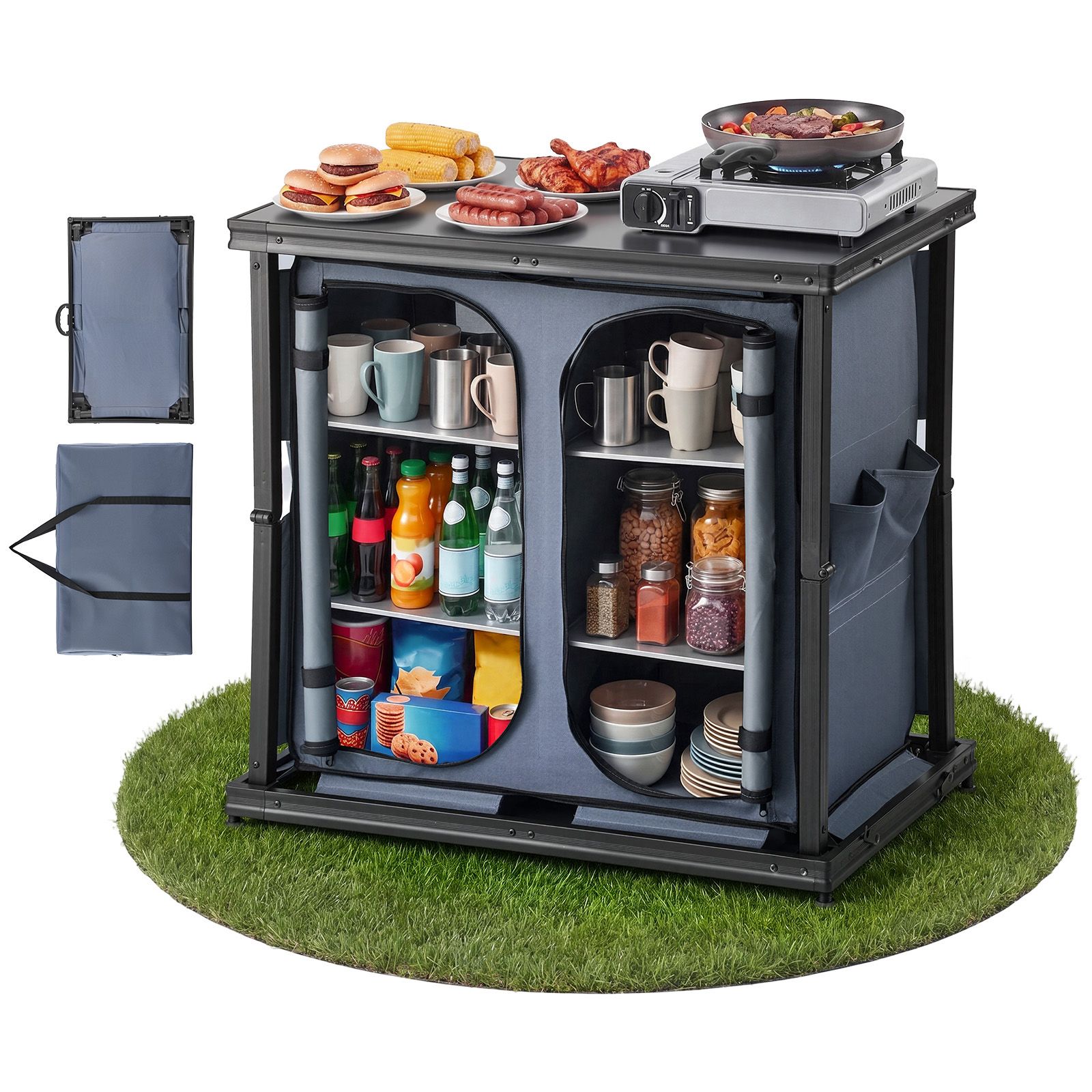 Outdoor Camping Kitchen Setup - Katlanabilir Kamp Depolama Dolabı, Açık Hava