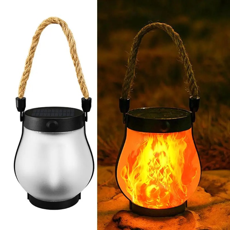 Camping Rope - Güneş Enerjili Alev Lambası USB Şarjlı