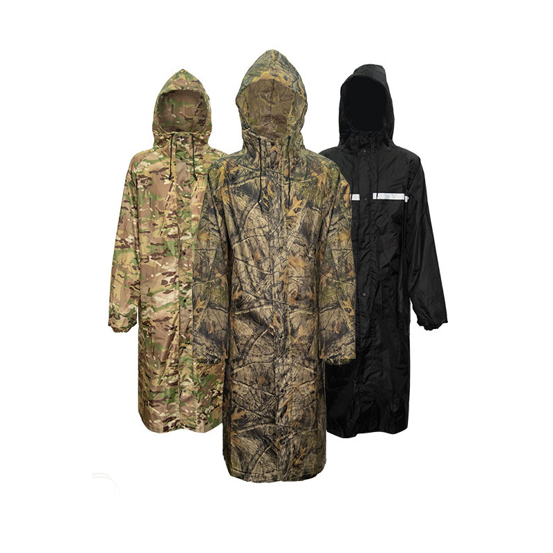 Camping Rain Poncho - Erkekler için kamuflaj uzun yağmurluk taktikleri