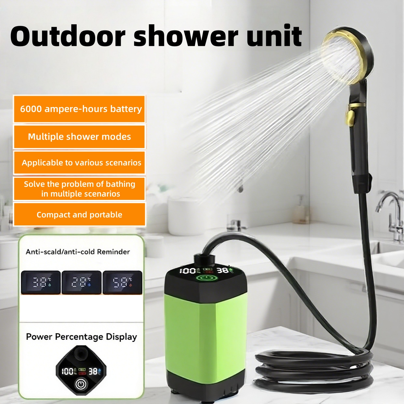 Outdoor Camping Gear - Taşınabilir Dış Mekan Elektrikli Duş Ünitesi,