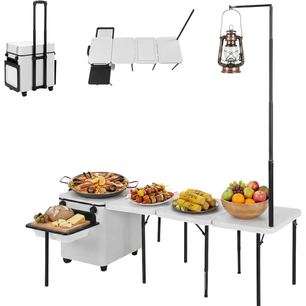 Outdoor Camping Table With Storage - Katlanabilir Taşınabilir Açık Hava Mutfak Masası,