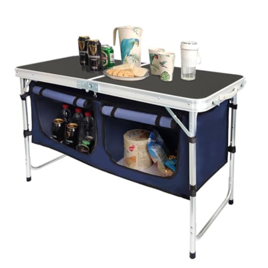 Outdoor Camping Table With Storage - Açık Hava Katlanır Masa Alüminyum Hafif