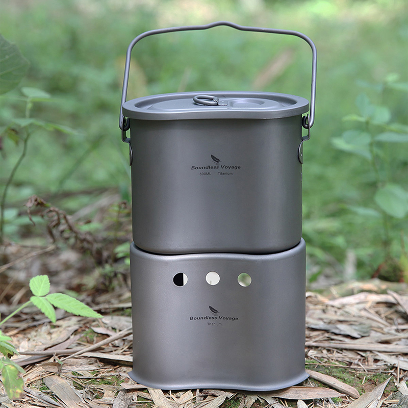 Outdoor Camping Stove Wood - Sınırsız Voyage titanyum TENCERE SETİ açık