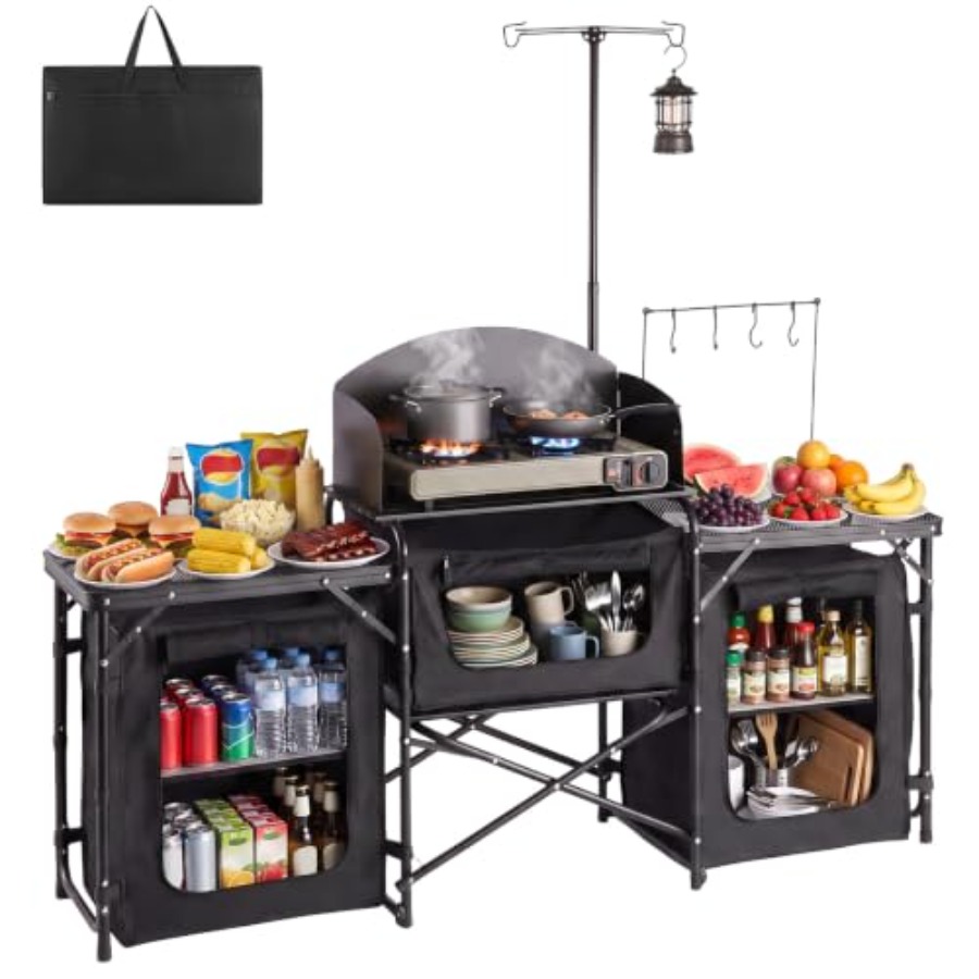 Outdoor Camping Kitchen Setup - Katlanır Kamp Masası, Dış Mekan Taşınabilir