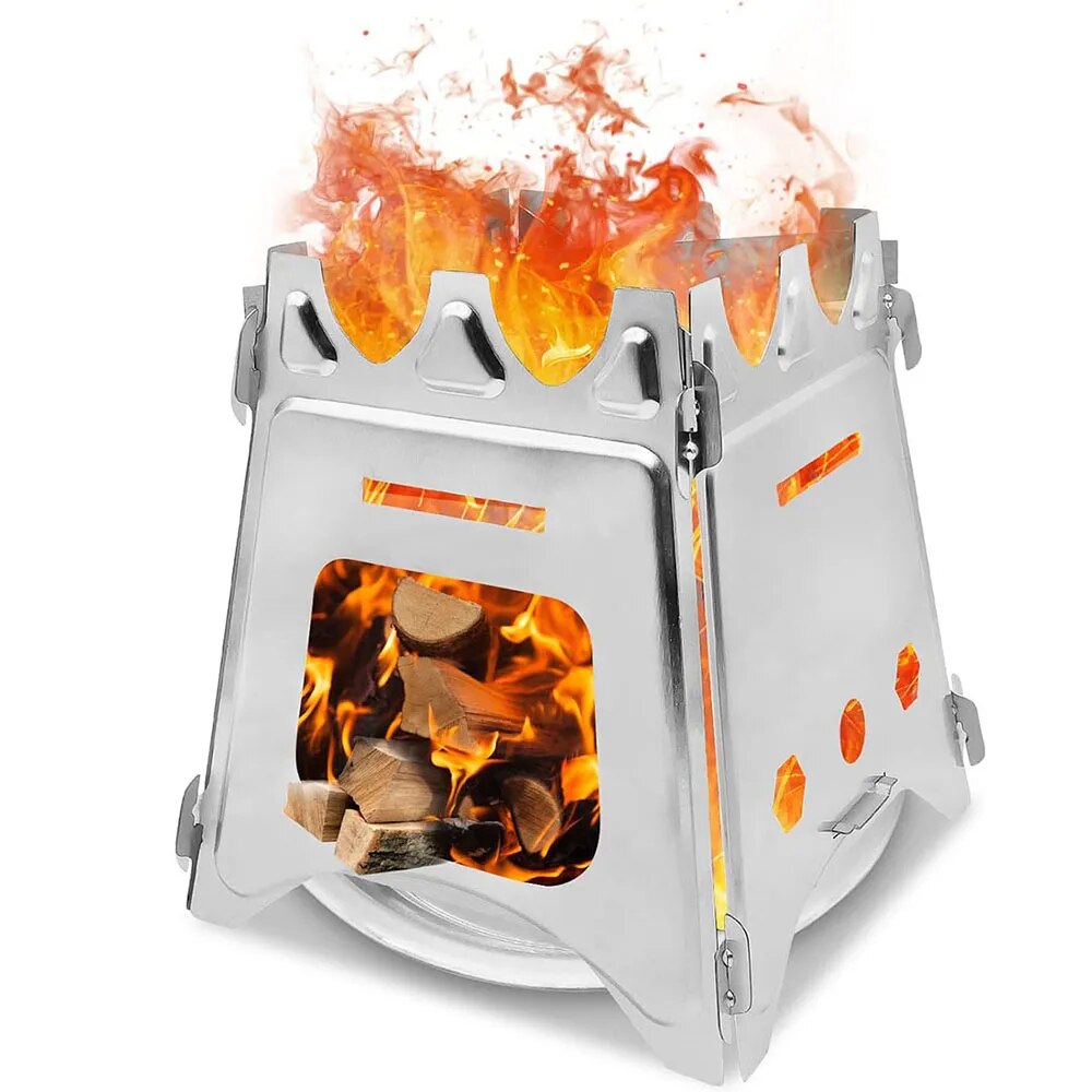 Outdoor Camping Stove Wood - Taşınabilir kamp ahşap soba paslanmaz çelik