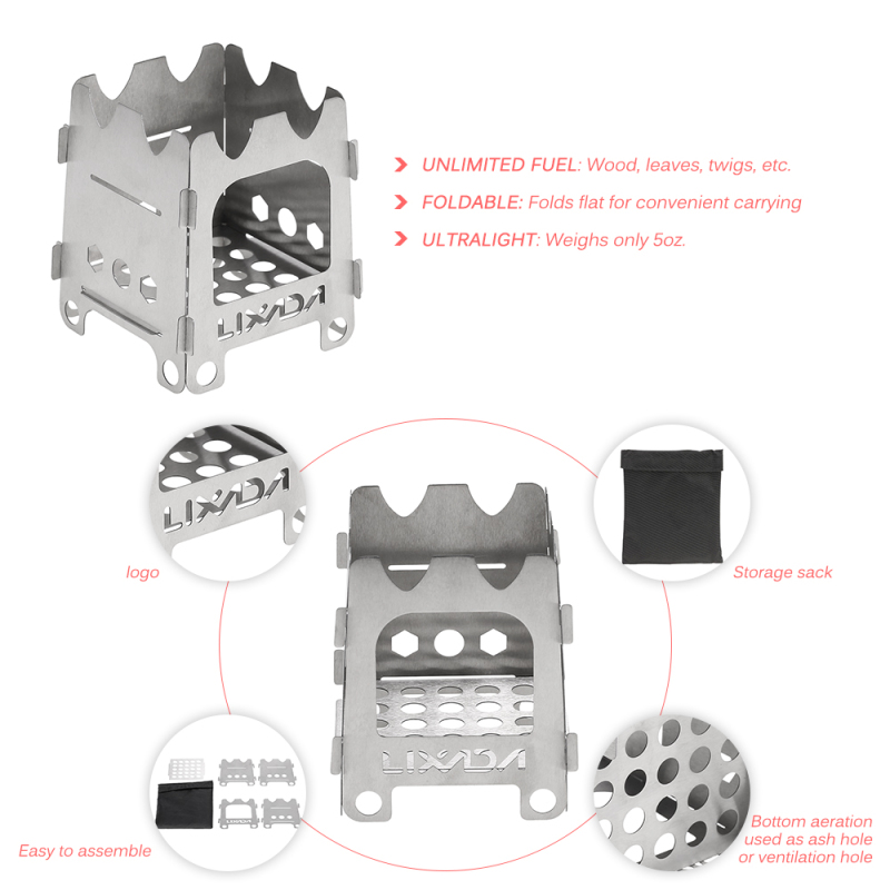 Lixada titanyum/paslanmaz çeli - Outdoor Camping Stove Wood incelemesi ve fiyatı