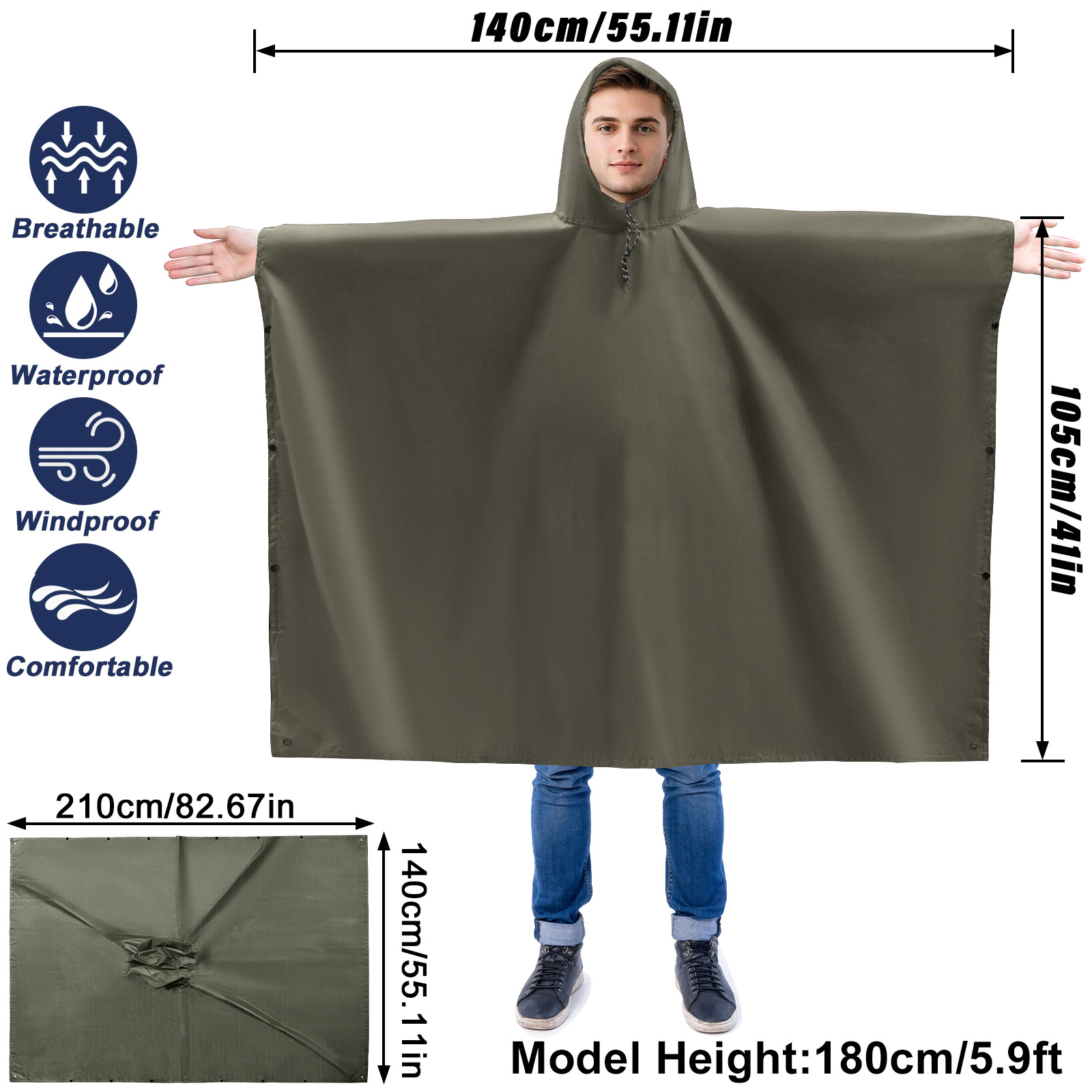 Yetişkin Yağmur Panço Hafif Su - Camping Rain Poncho incelemesi ve fiyatı