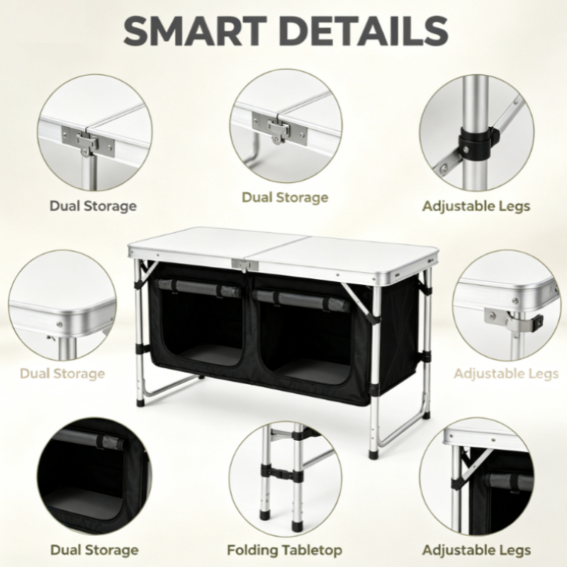 Gümüş Alüminyum Katlanabilir K - Outdoor Camping Kitchen Setup incelemesi ve fiyatı